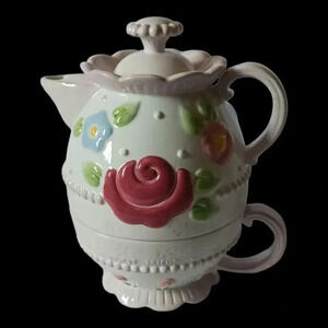 Michel roses  tea set colorful